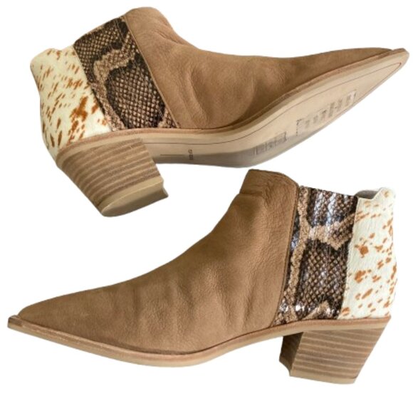 Anthropologie Dolce Vita Ankle Booties Suede Calf Hair Snakeprint Western 9.5 - Picture 3 of 9